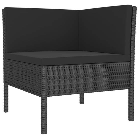 Helloshop26 - Salon de jardin meuble d'extérieur ensemble de mobilier 6 pièces avec coussins résine tressée noir - Imagen 2