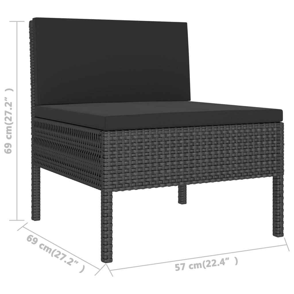 Helloshop26 - Salon de jardin meuble d'extérieur ensemble de mobilier 6 pièces avec coussins résine tressée noir - Imagen 5