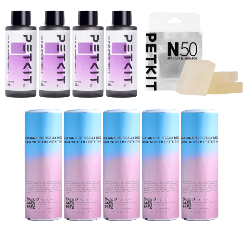 Petkit - Petkit 4 Recharges de liquide + 5 rouleaux de 20 sacs poubelles + 3 N50 Petkit - Imagen 1