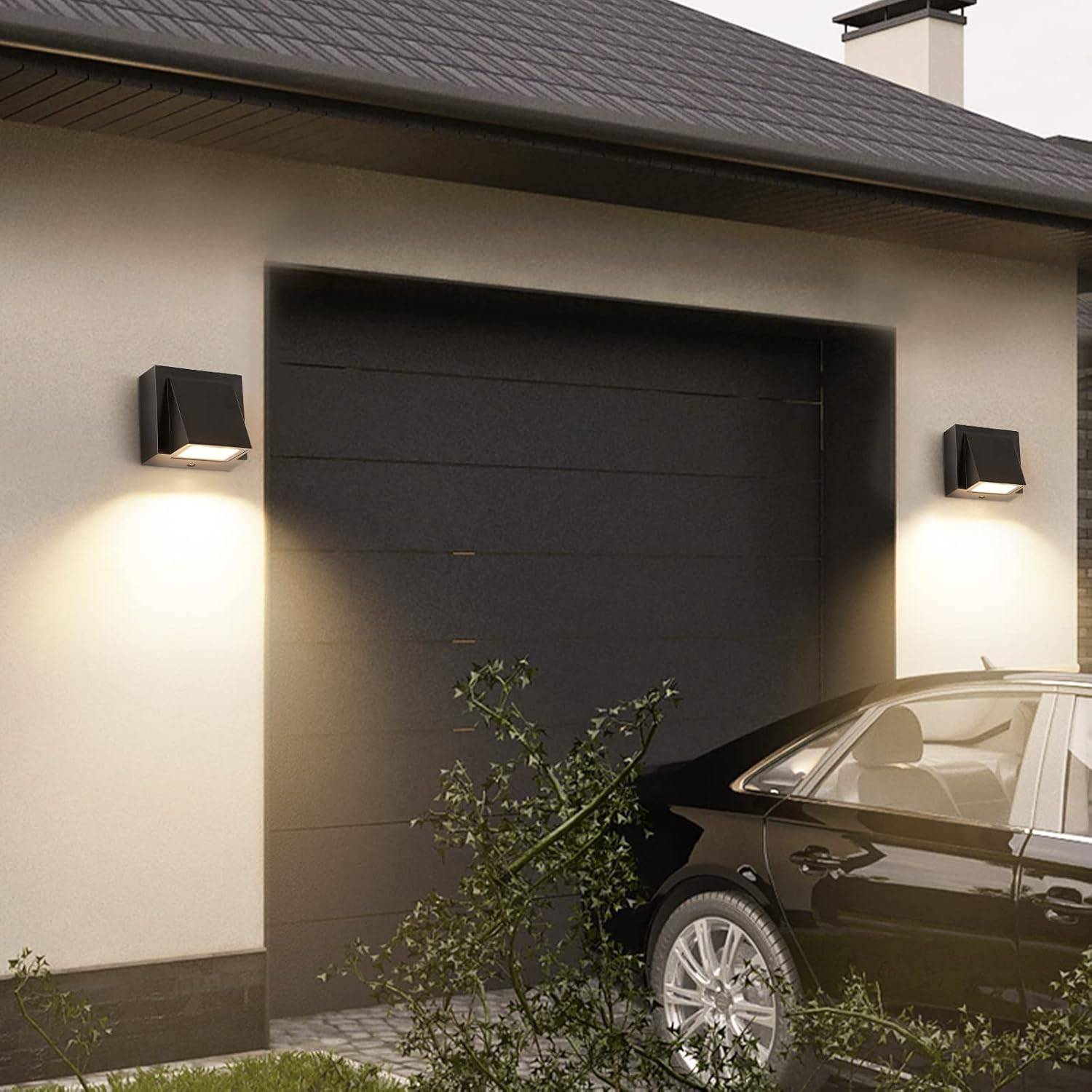 8 in 1 - Lot de 2 appliques murales extérieures étanches IP65, 5 W, 3000 K, carrées, en aluminium, pour jardin, porche, garage, terrasse, chambre, salon - Image 5