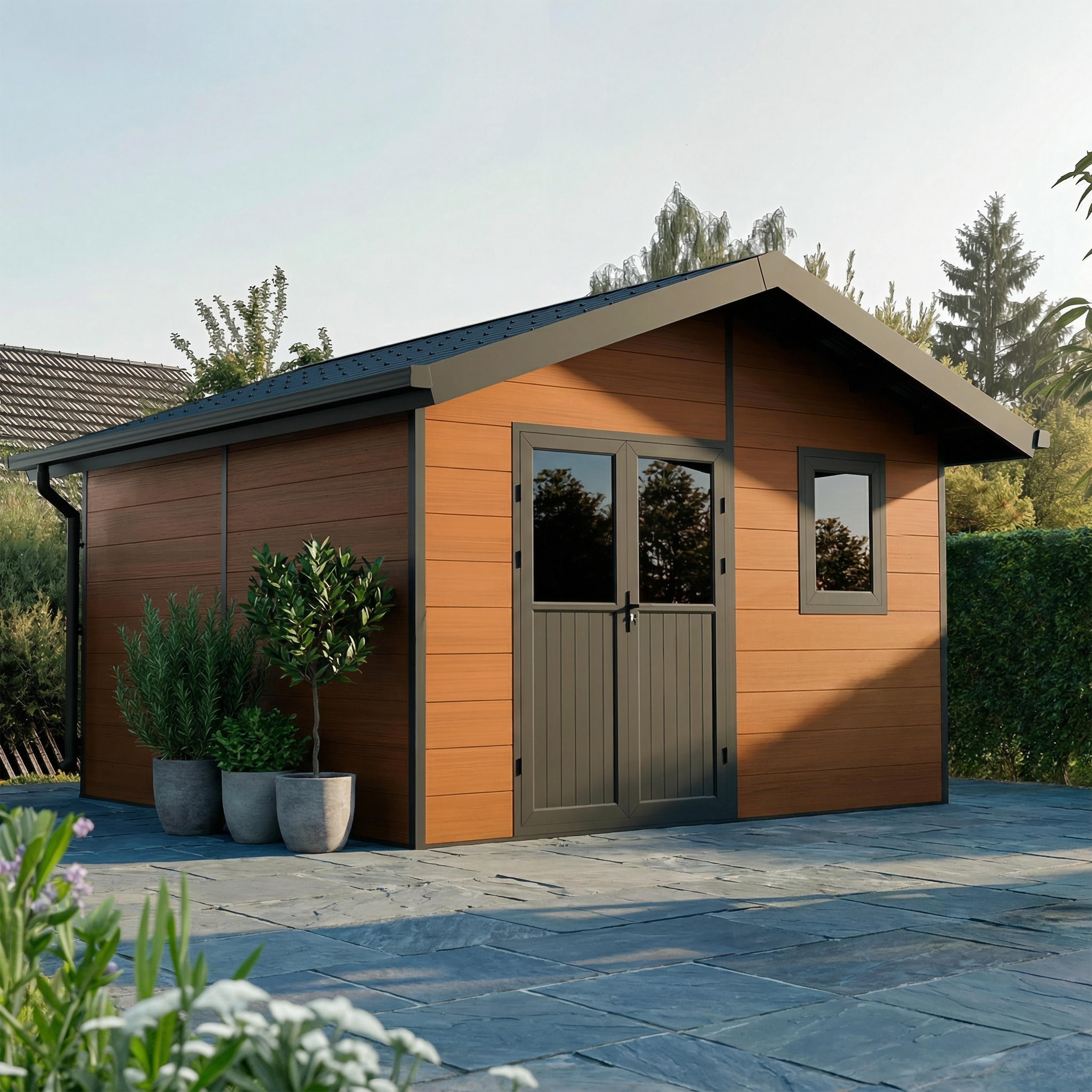 Abri de Jardin Composite ISORA - 15m2 Brun - Cabane Atelier / Abri Velo - Image 1