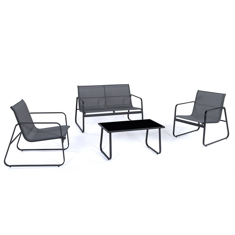 Terre Jardin - Salon de jardin 4 personnes acier et textilène "Panama" - Imagen 1