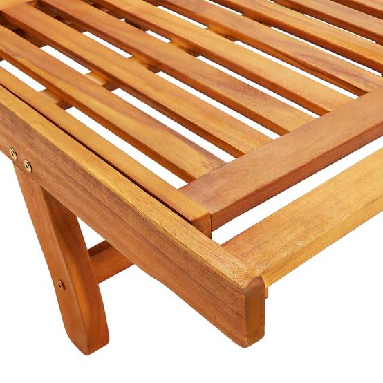 Chaise longue | Transat | Bain de soleil de jardin avec coussin Bois d'acacia solide - Image 6