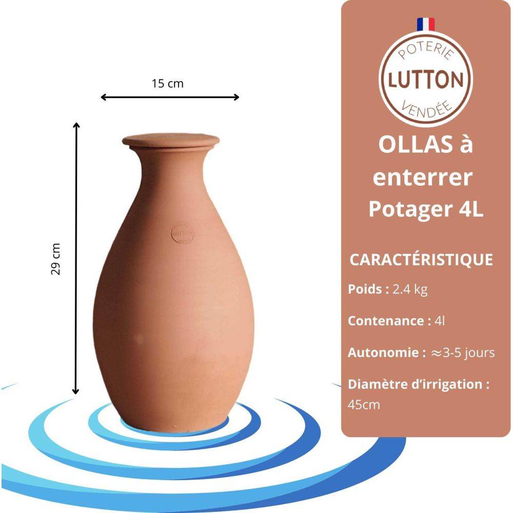 Ollas Lutton - Ollas para enterrar en arcilla Huerto 4 litros - Imagen 3