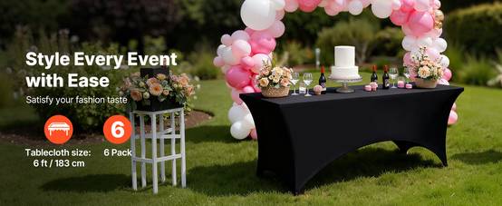 VEVOR Nappe extensible en polyester et élasthanne 183 x 76 x 76 cm 6 pcs noir - Image 9