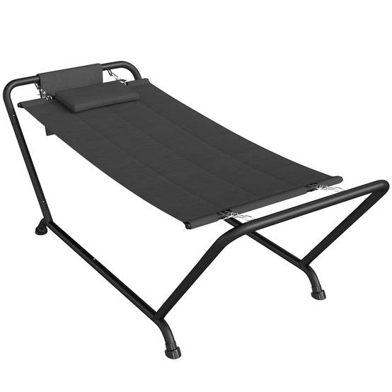 Hamac sur pied acier noir 237 x 90 x 92 cm - PANGIVO - Image 2