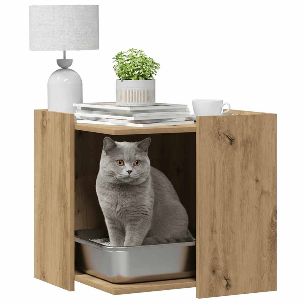 Vidaxl - Meuble de bac à litière pour chat chêne artisanal 53x53x51 cm vidaXL 857759 - Image 4