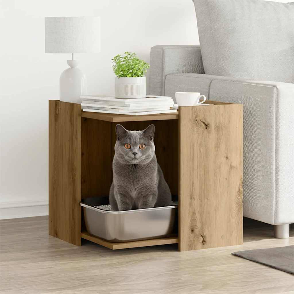 Vidaxl - Meuble de bac à litière pour chat chêne artisanal 53x53x51 cm vidaXL 857759 - Image 1