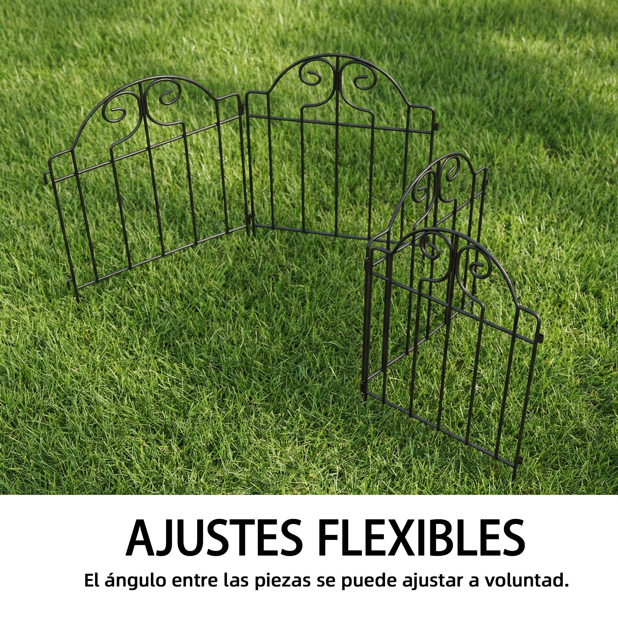 Lot de 4 clôtures de jardin en métal (125 x 57 cm) – Design robuste à arches, installation facile – Noir (pour terrasse/pelouse) - Image 7