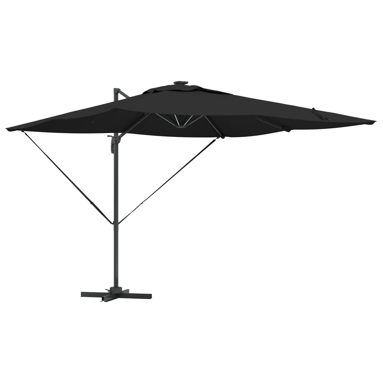 Maison Chic - Parasol Déporté de jardin - Parasol d'extérieur Roma avec LEDs Noir 286x285x270 cm Aluminium