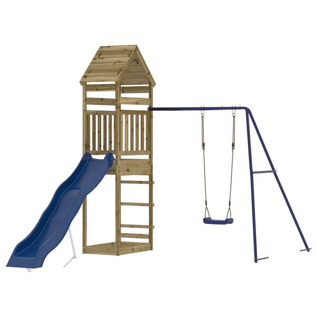 Helloshop26 - Aire de jeux d'extérieur balançoires toboggan portiques robuste jeux jardin 53 x 85 x 264 cm bois de pin imprégné - Imagen 1