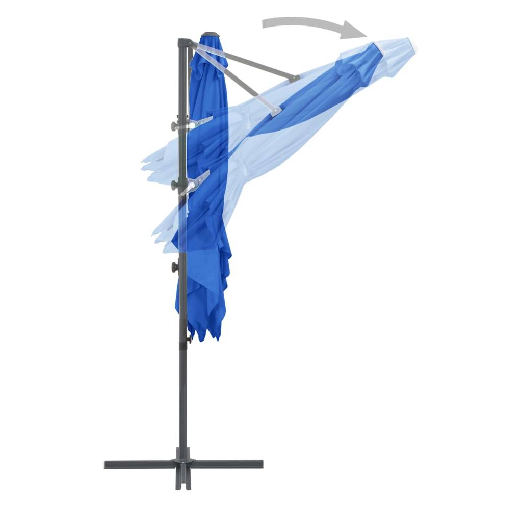 Helloshop26 - Parasol déporté avec mât en acier 250 x 250 cm bleu azuré - Imagen 5