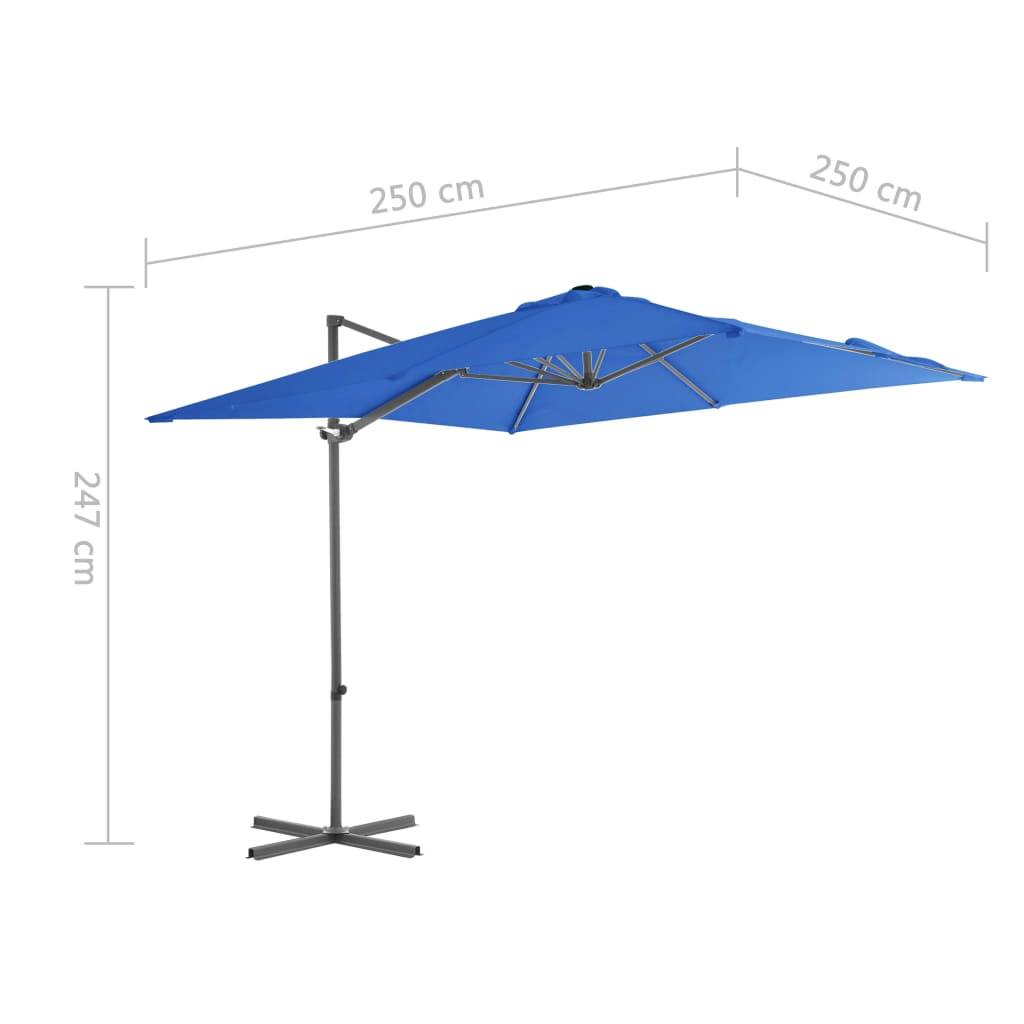 Helloshop26 - Parasol déporté avec mât en acier 250 x 250 cm bleu azuré - Imagen 8