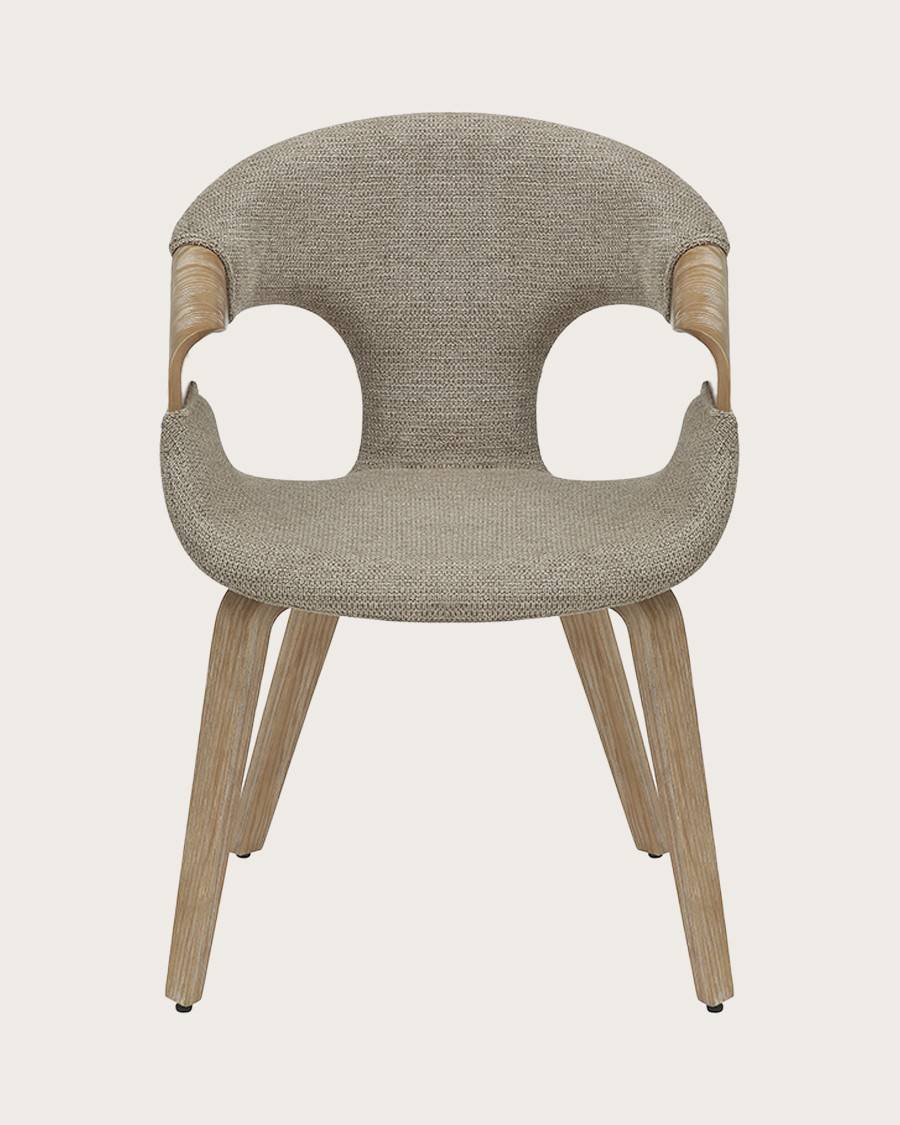 Gazy - chaise en tissu Taupe et bois blanchi - UNIQKA - Imagen 3