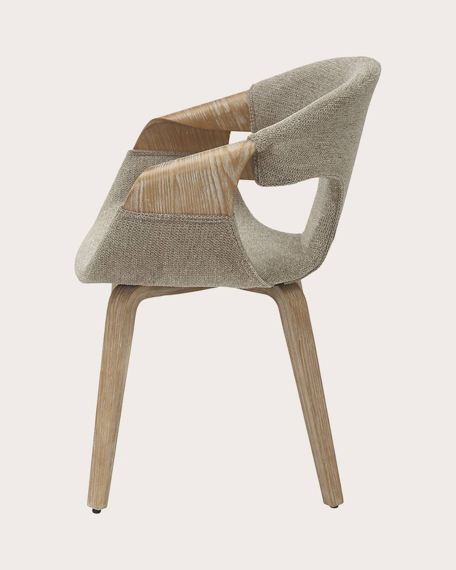 Gazy - chaise en tissu Taupe et bois blanchi - UNIQKA - Imagen 7
