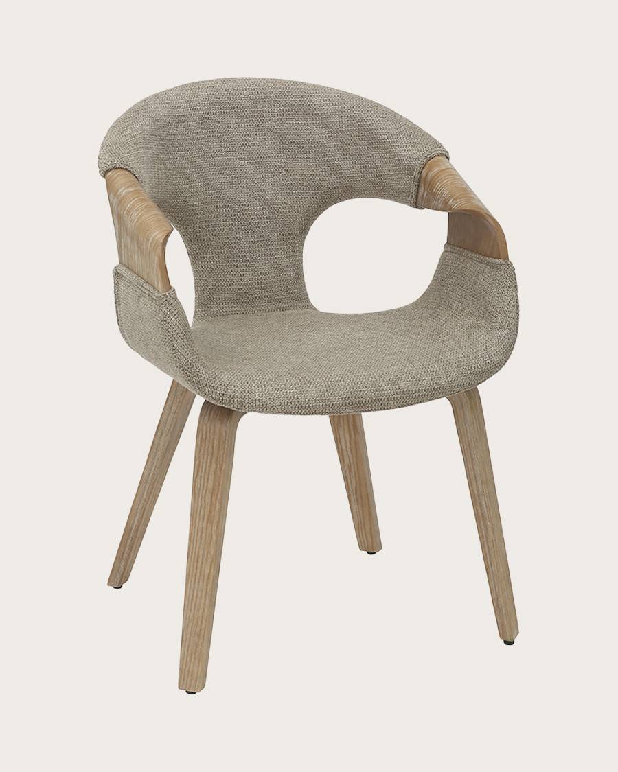 Gazy - chaise en tissu Taupe et bois blanchi - UNIQKA - Imagen 5