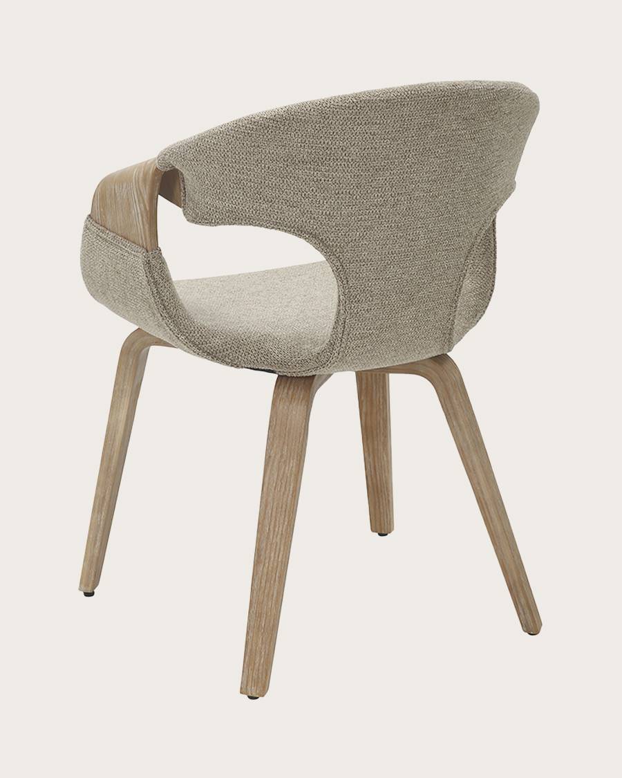 Gazy - chaise en tissu Taupe et bois blanchi - UNIQKA - Imagen 6