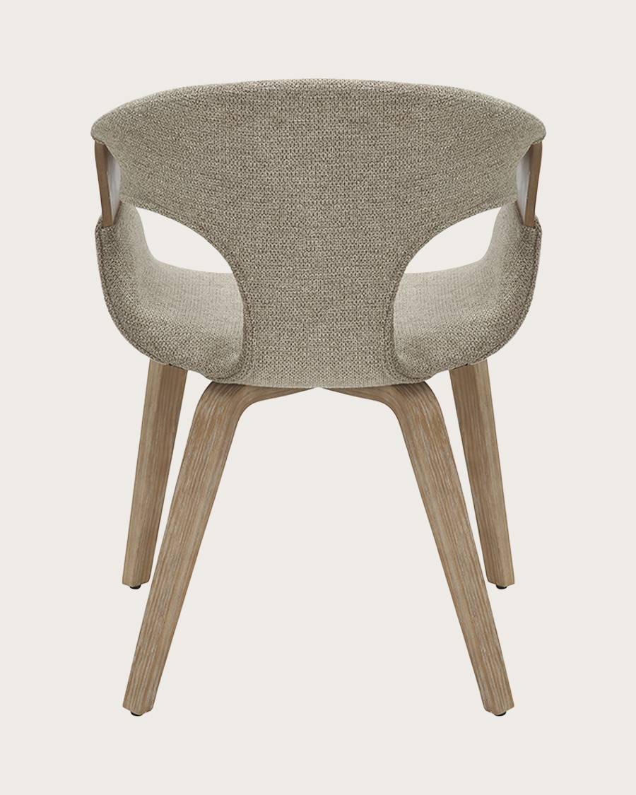 Gazy - chaise en tissu Taupe et bois blanchi - UNIQKA - Imagen 4