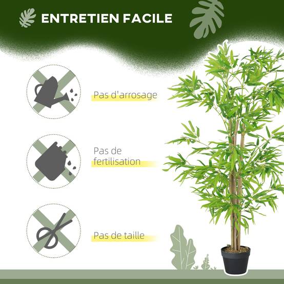 Lot de 2 bambous artificiels Hauteur 1,5 m 644 Feuilles denses réalistes Pot Inclus - Image 8