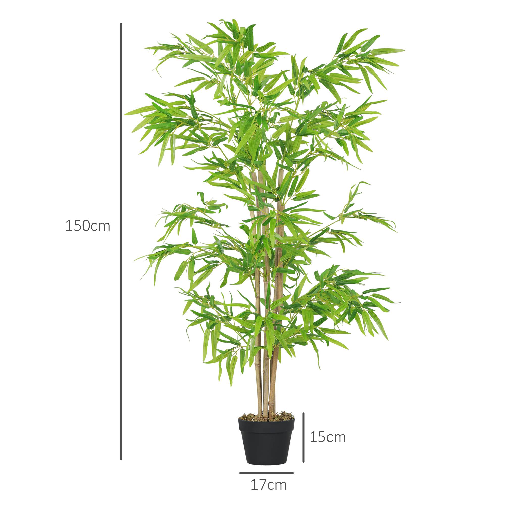Lot de 2 bambous artificiels Hauteur 1,5 m 644 Feuilles denses réalistes Pot Inclus - Image 5