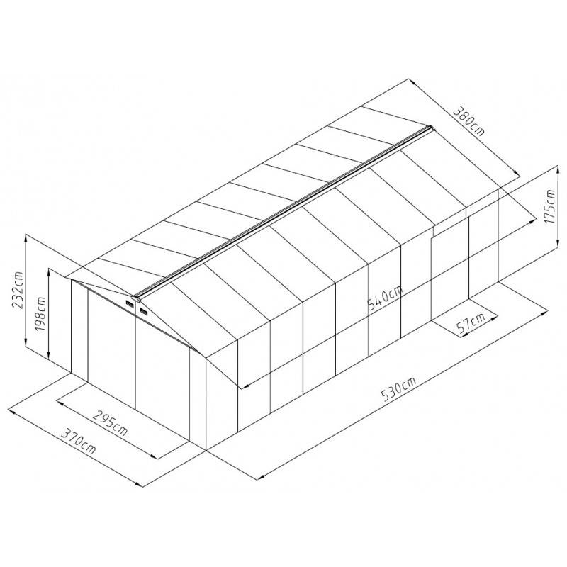X-Metal - Garage en métal anthracite 19,61 m² double porte avec kit d'ancrage X-Metal - Image 5
