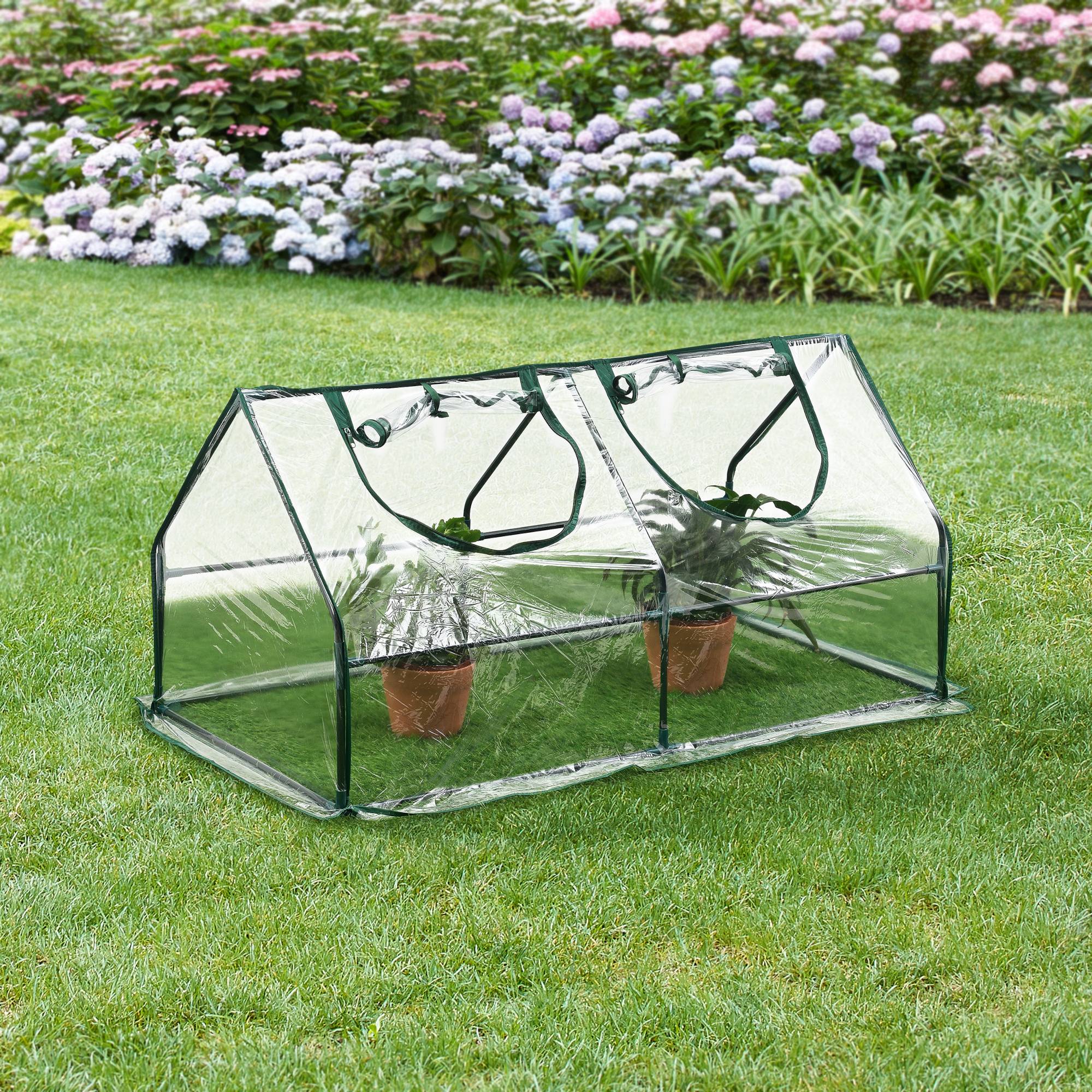 Châssis de jardin Laubach à 2 fenêtres en acier et PVC 120 x 60 x 60 cm [en.casa] - Imagen 2