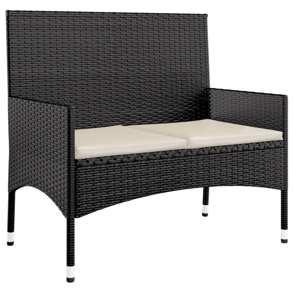 Helloshop26 - Salon de jardin meuble d'extérieur ensemble de mobilier 4 pièces avec coussins noir résine tressée - Imagen 7