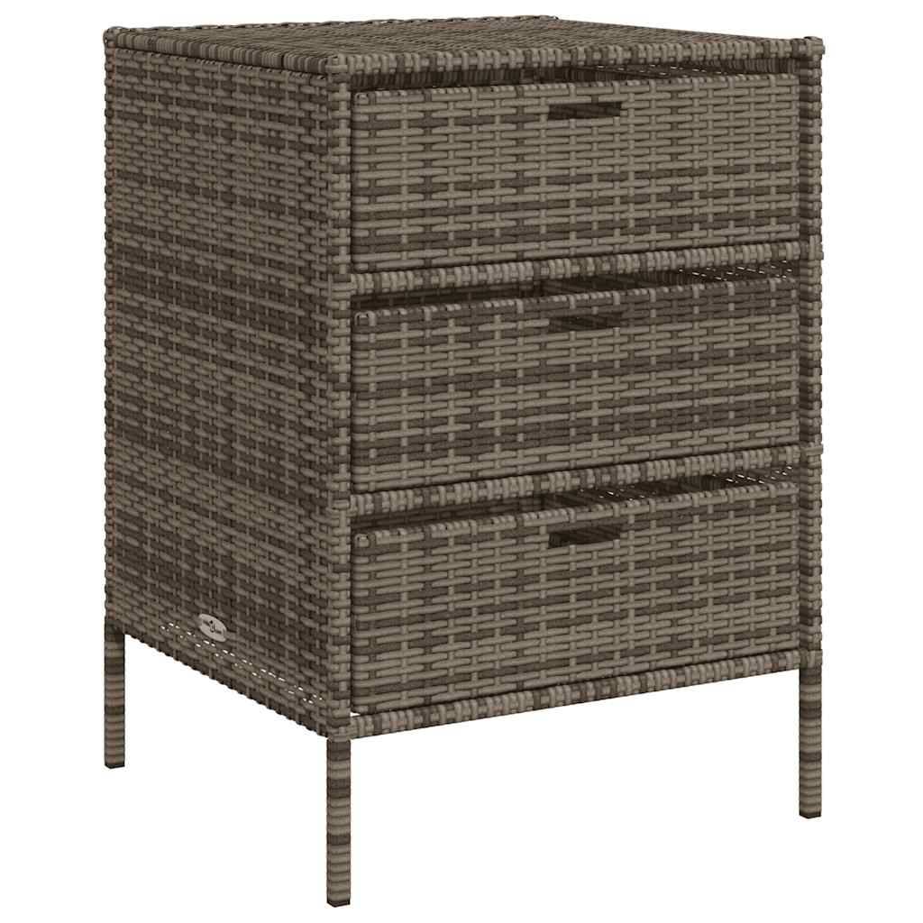 Armoire Basse 3 Tiroirs en Polyrotin pour Rangement Balcon Patio Gris 55x59x80 cm – ComfortXL Outdoor Living - Image 2
