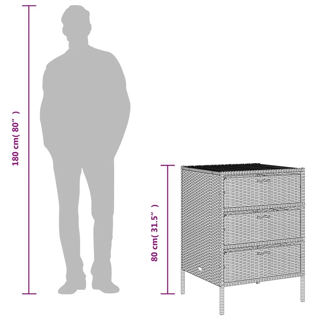Armoire Basse 3 Tiroirs en Polyrotin pour Rangement Balcon Patio Gris 55x59x80 cm – ComfortXL Outdoor Living - Image 10