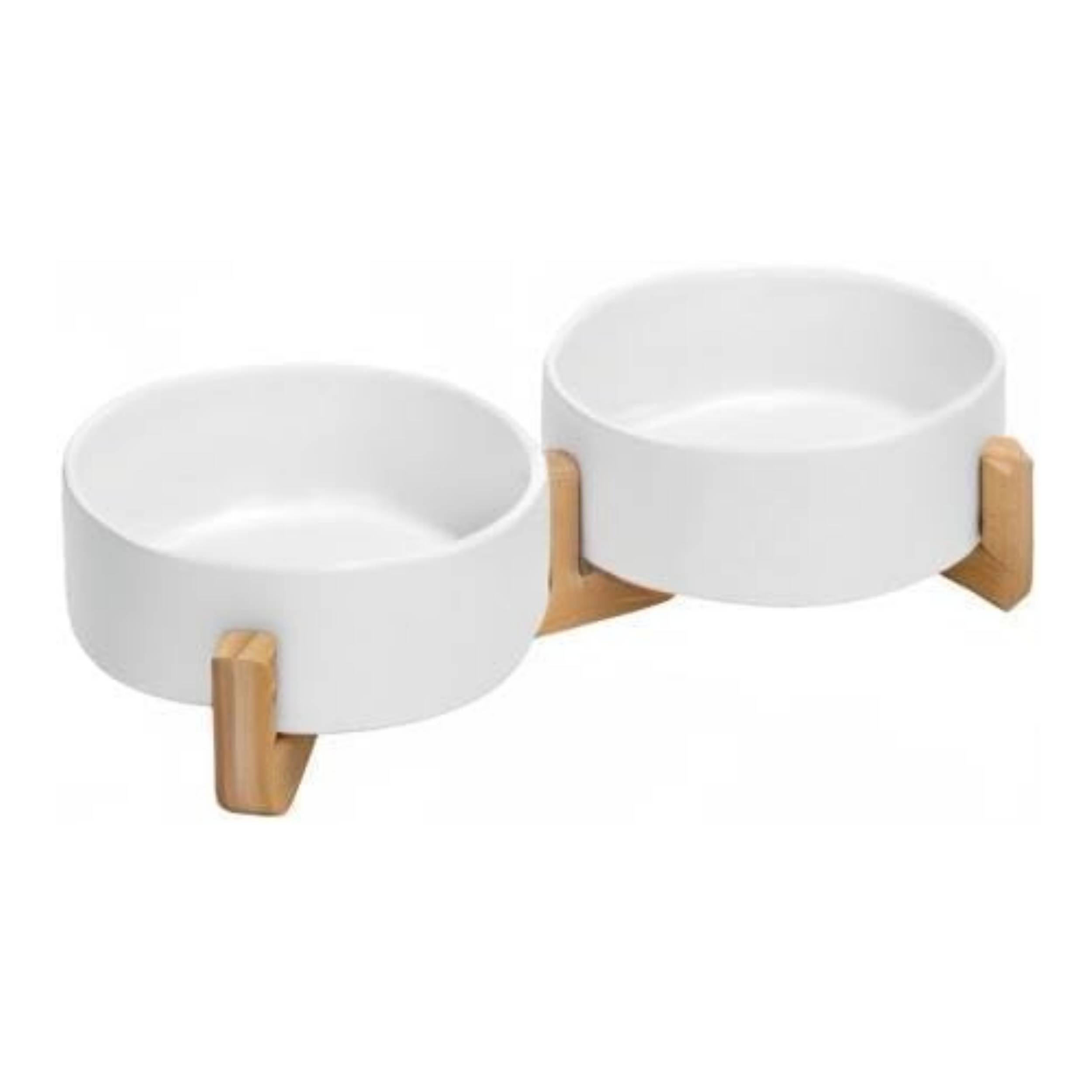 Bol Céramique avec Support en Bambou (600ml, Blanc)-IntiMeg - Image 2