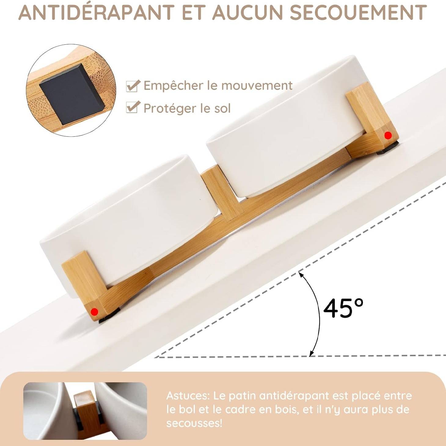 Bol Céramique avec Support en Bambou (600ml, Blanc)-IntiMeg - Image 4