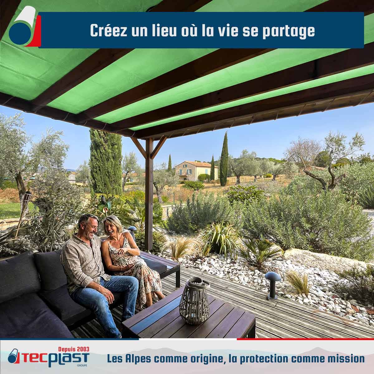 Toile Pergola Vert Sauge 3x4 m LP506PR - Garantie 5 ans - Bâche Pergola ou Tonnelle étanche en PVC pour terrasse TECPLAST - Image 3