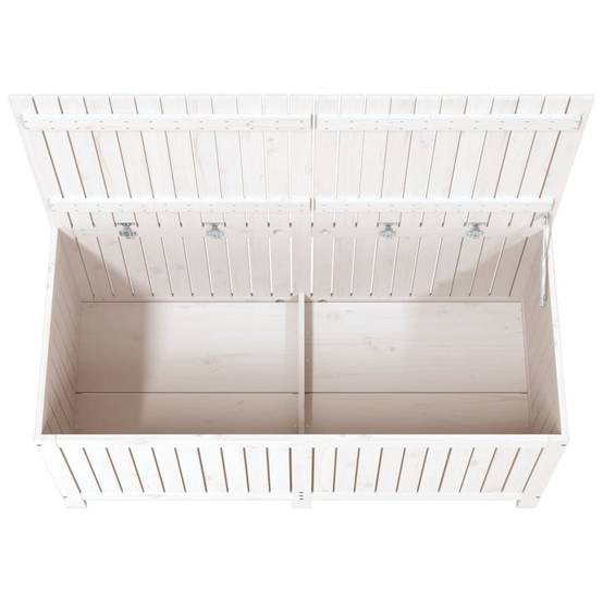 Coffre boîte meuble de jardin rangement blanc 147 x 68 x 64 cm bois de pin - Image 4