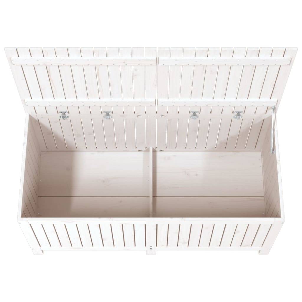 Coffre boîte meuble de jardin rangement blanc 147 x 68 x 64 cm bois de pin - Image 4