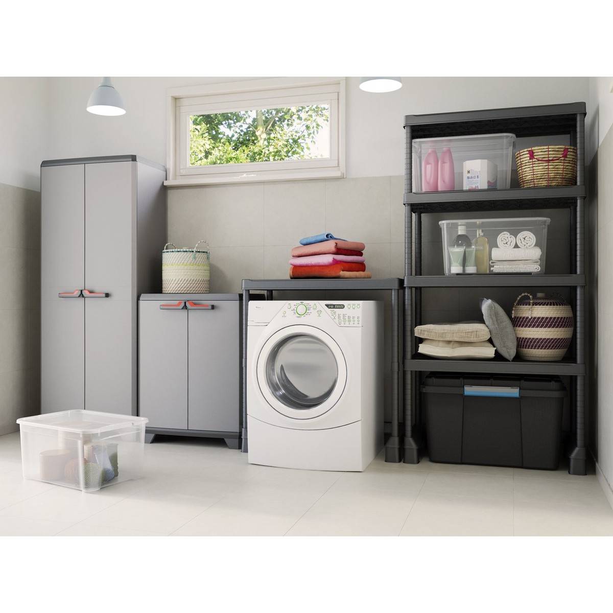 Keter - Armoire basse de Rangement Multifonctions Résine Étagères et Pieds 39 x 68 x 90 cm KETER - Imagen 3