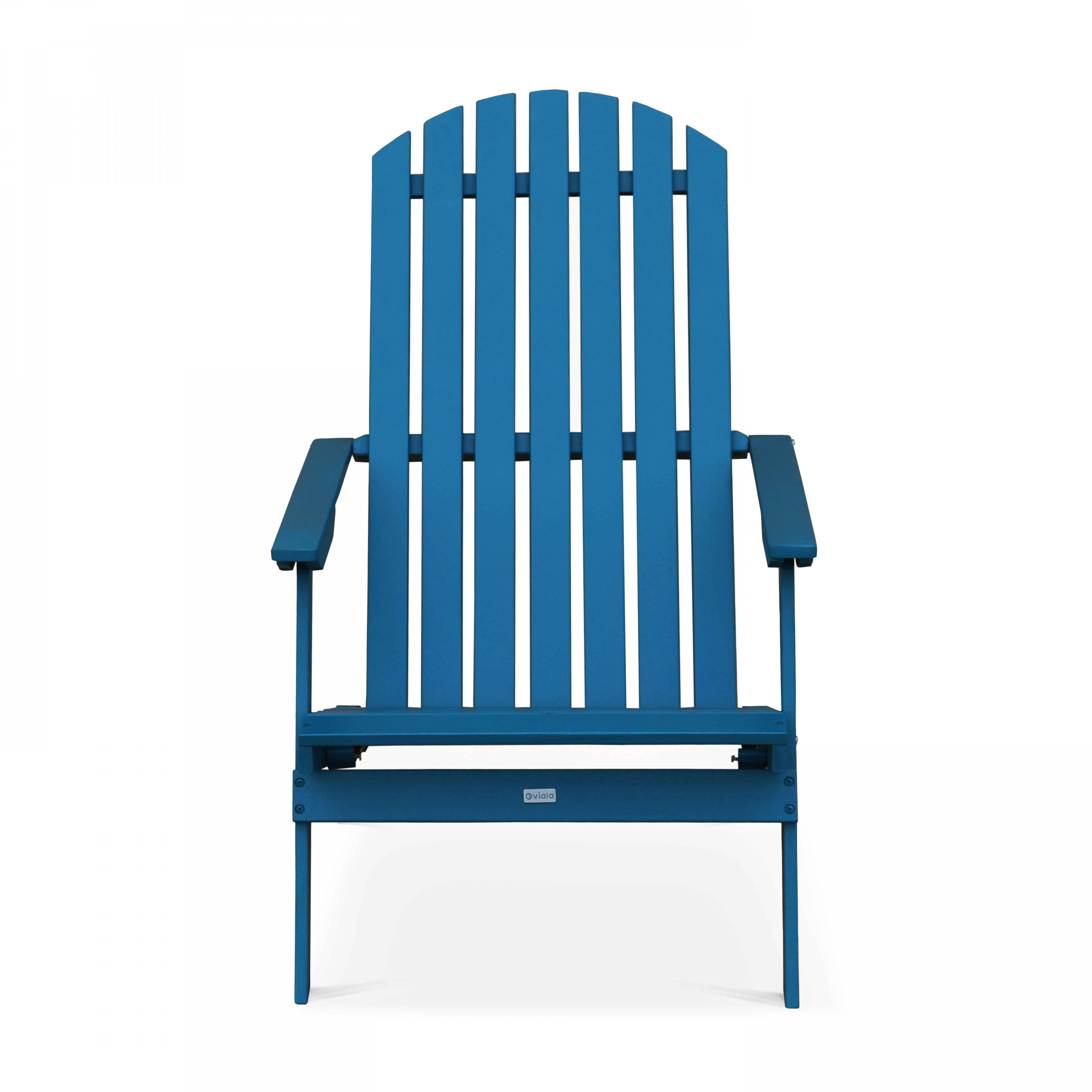 Oviala - Fauteuil relax pliant en bois d'eucalyptus bleu pacific - Oviala - Imagen 3