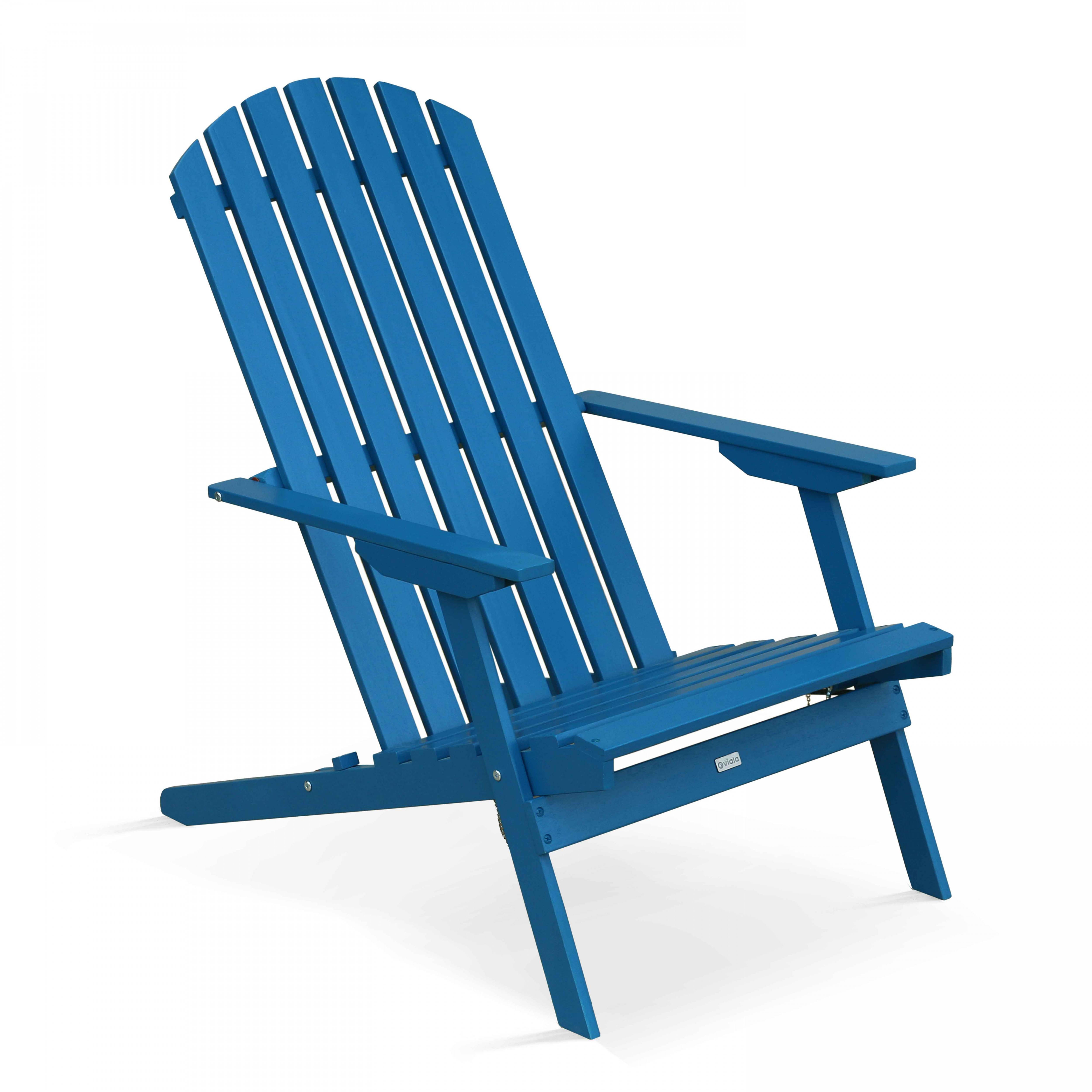 Oviala - Fauteuil relax pliant en bois d'eucalyptus bleu pacific - Oviala - Imagen 1
