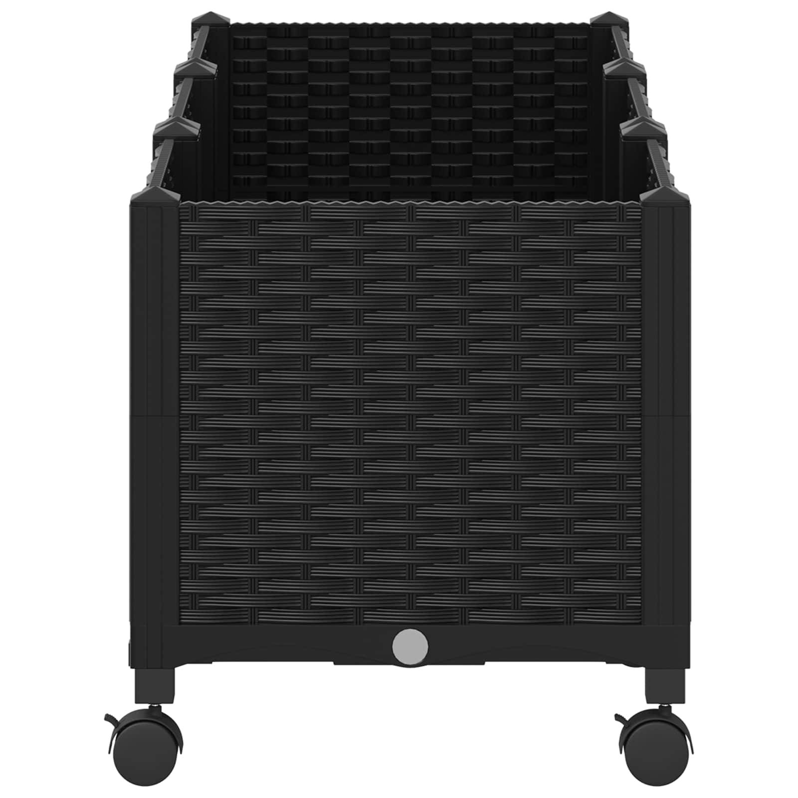 ComfortXL - Grand bac plante surélevé roulettes terrasse jardin extérieur 120x40x44cm noir - ComfortXL Outdoor Living - Image 4