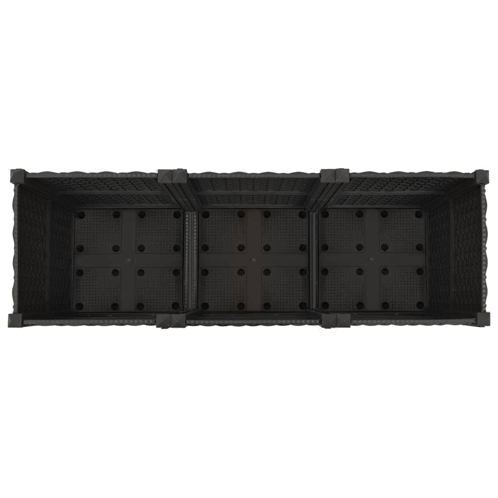 ComfortXL - Grand bac plante surélevé roulettes terrasse jardin extérieur 120x40x44cm noir - ComfortXL Outdoor Living - Image 5