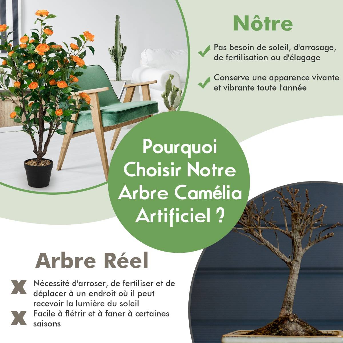 Fleur Artificielle Camélia 37 Têtes Résistantes aux UV 100 cm avec Pot Déco de Maison Nuptiale de Noce - Image 8
