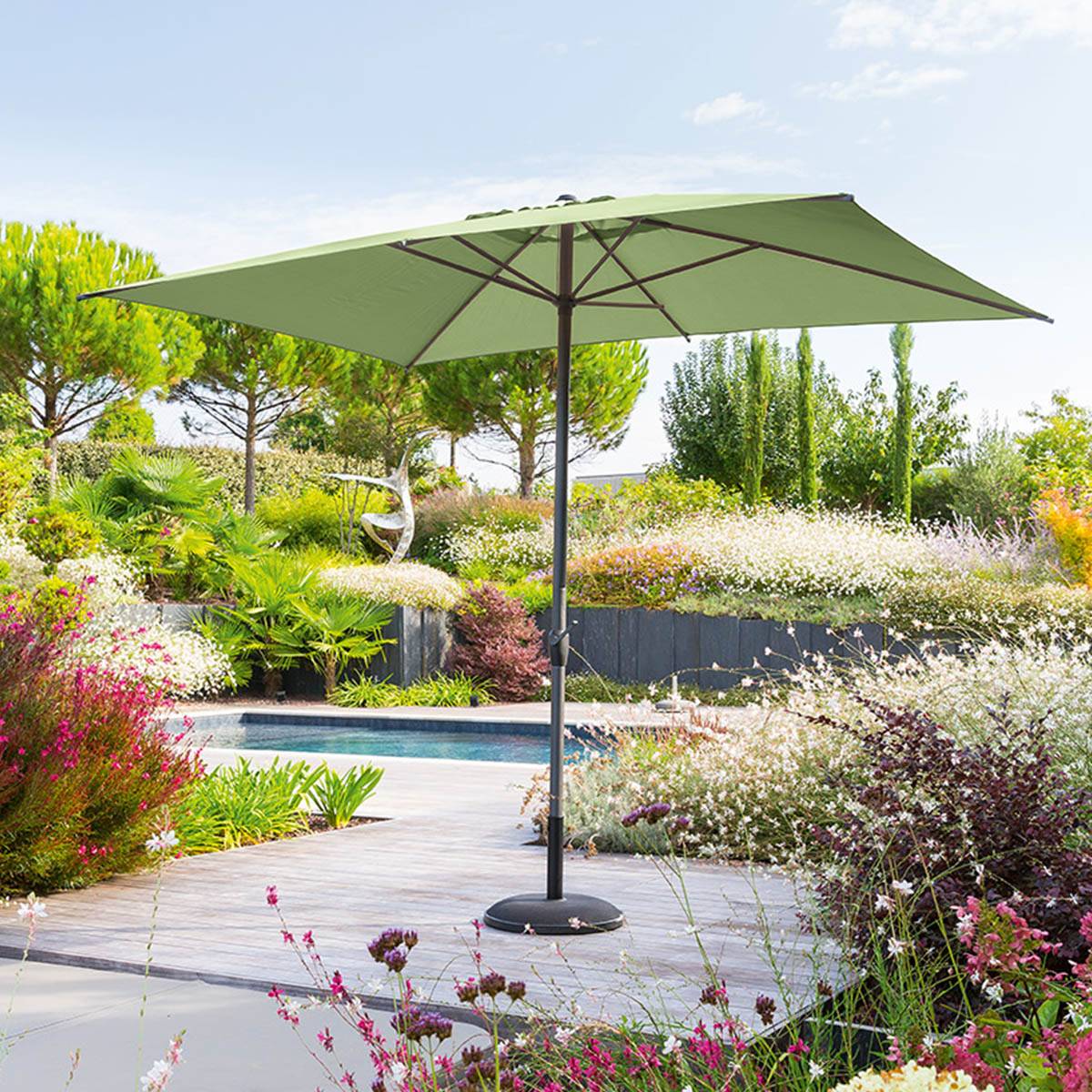 Hesperide - Parasol droit rectangulaire "Loompa" vert olive 3x2m en aluminium Hespéride - Imagen 1