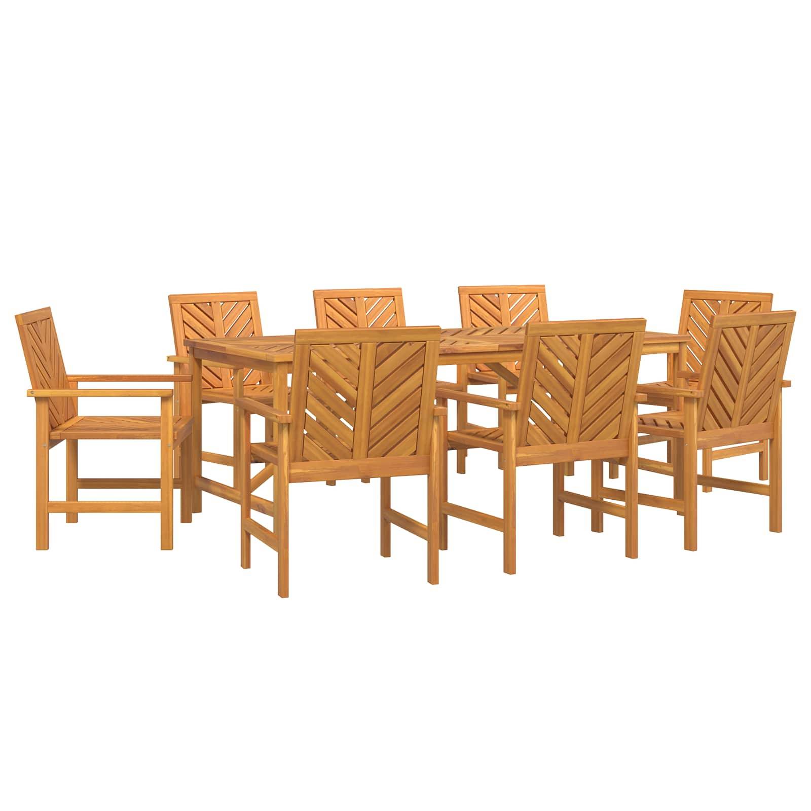 Ensemble de salle à manger jardin bois d'acacia massif huilé marron 200 x 90 x 74 cm (9 pièces) - PANGIVO - Image 2
