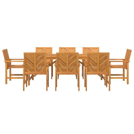 Ensemble de salle à manger jardin bois d'acacia massif huilé marron 200 x 90 x 74 cm (9 pièces) - PANGIVO - Image 7