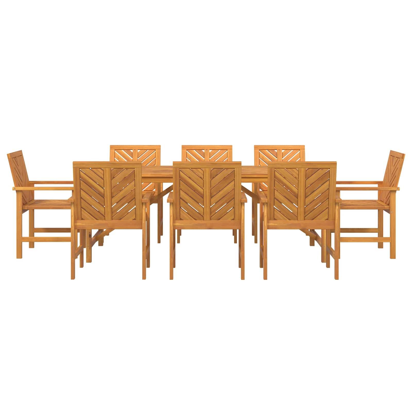 Ensemble de salle à manger jardin bois d'acacia massif huilé marron 200 x 90 x 74 cm (9 pièces) - PANGIVO - Image 7