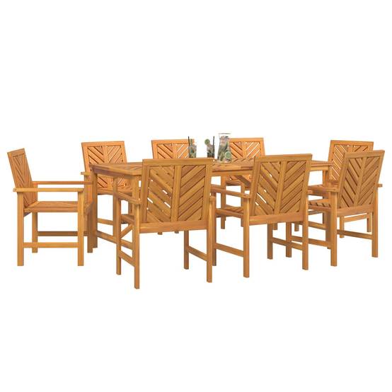 Ensemble de salle à manger jardin bois d'acacia massif huilé marron 200 x 90 x 74 cm (9 pièces) - PANGIVO - Image 3