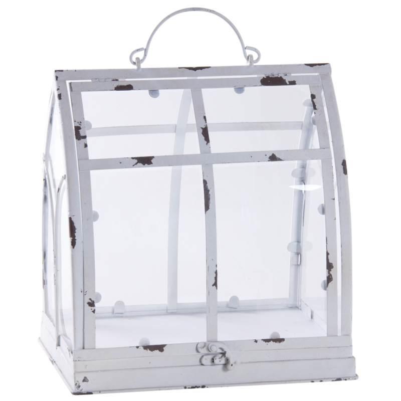 Aubry Gaspard - Mini serre métal blanc vieilli 29 cm - Aubry Gaspard - Imagen 1