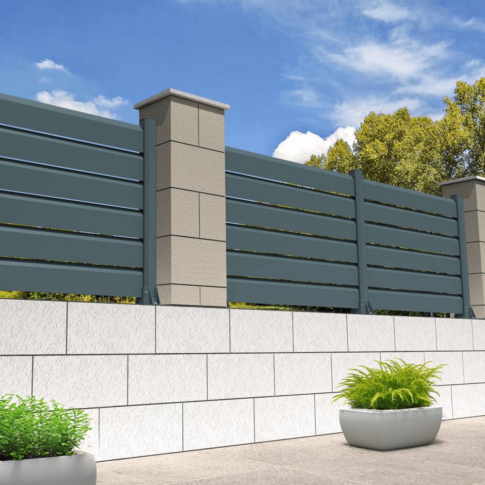 Intersun - Clôture brise-vue 6 lames L 1911 x H 886 mm (Gris Anthracite) - INTERSUN - Imagen 2
