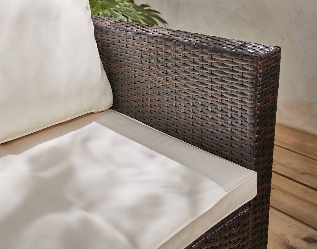 Best Mobilier - Wanaka - salon bas de jardin 5 places - résine tressée et coussins beiges - Best Mobilier - Imagen 6