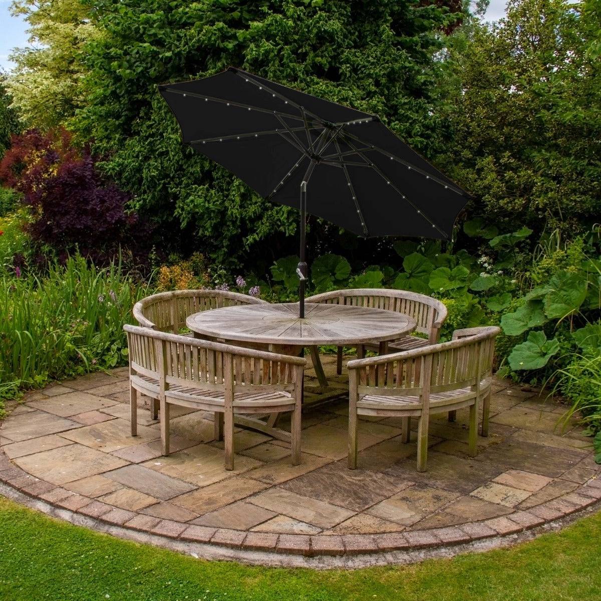 Monstershop - Parasol Noir 270 cm avec 32 LED's Intégrés - Imagen 4
