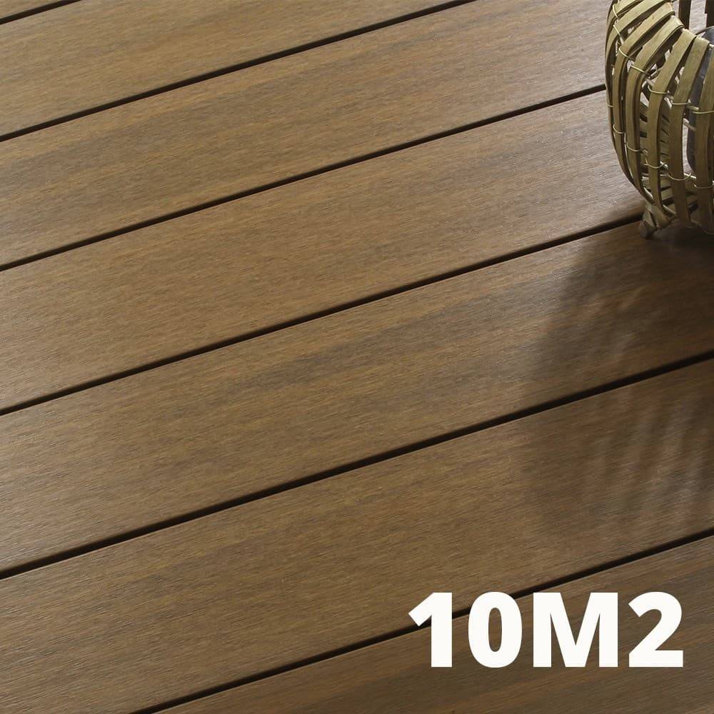 Kit Terrasse Composite NAVIA 10m² - Teck - 31 lames de Terrasse (220 x 14.5 x 2.2 cm) - Fixation par Clips - Cobra Hybrid - Imagen 1